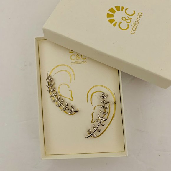 C&C CALIFORNIA SILVER AND RHINESTONES EARRINGS - Picture 1 of 6